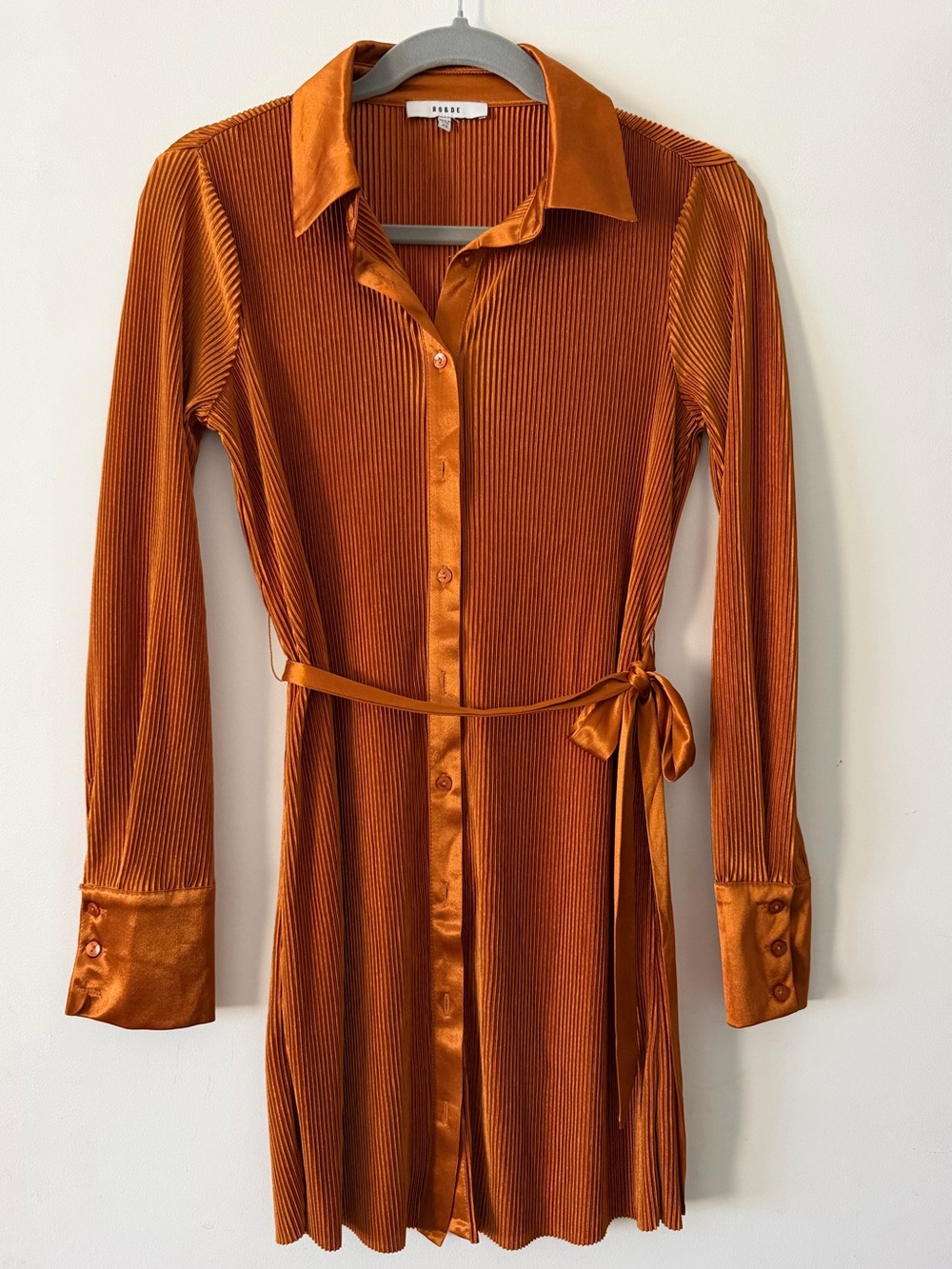 Women's Rust Button-Front Pleated Shirt Dress